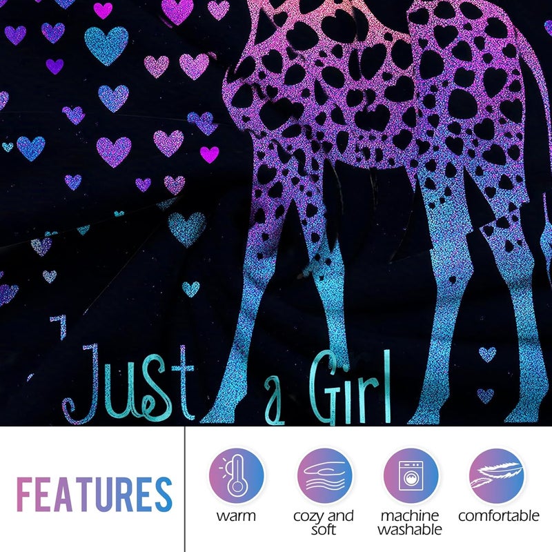Levens Giraffe Blanket 50"x60" Giraffe Gifts for Women Girls, Just a Girl Who Loves Giraffes Throw Blankets Galaxy Giraffes Stuff Animal Soft Cozy Lightweight Flannel Blanket Decor for Couch Sofa Bed - Image 3
